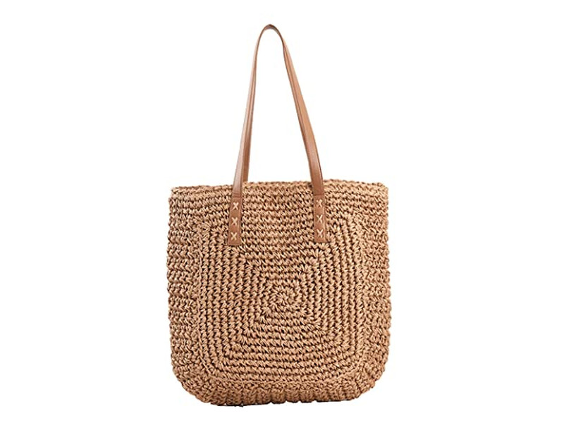 Schwarze Strohkorb-Tasche Individueller Druck Französischer Stil Strand Umweltfreundliches Band