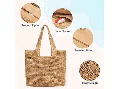 Baumwoll-Strohtasche Korb Blumen Perlen Grundlegende Taschen Canvas Boho Handtasche Fass