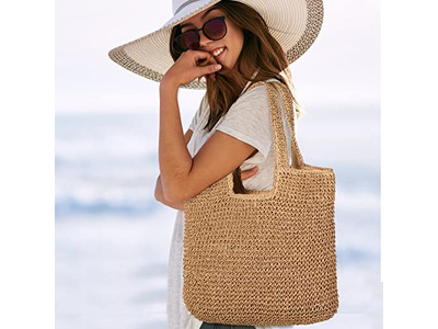 Baumwoll-Strohtasche Korb Blumen Perlen Grundlegende Taschen Canvas Boho Handtasche Fass
