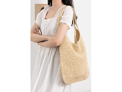 Süße Sommertasche Stroh Fischernetz Faux Perlen Taschen Blaue Clutch Blume