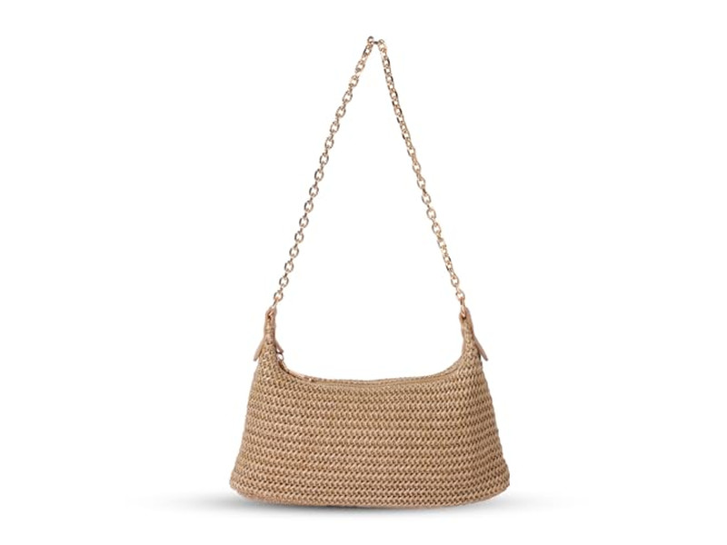 Strick Strohtasche Papier Clutch Kette Klein Jacquard Handgenäht Böhmische Taschen