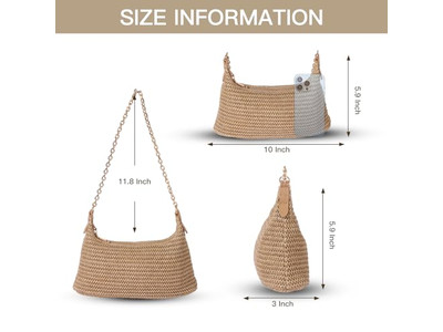 Strick Strohtasche Papier Clutch Kette Klein Jacquard Handgenäht Böhmische Taschen