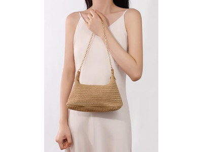 Strick Strohtasche Papier Clutch Kette Klein Jacquard Handgenäht Böhmische Taschen