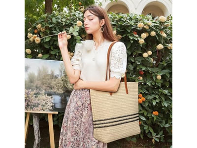 Damen Strohhandtasche Tasche Hut Sets Kit Mädchen Für Seife Make-up Strand Rattan Handtasche