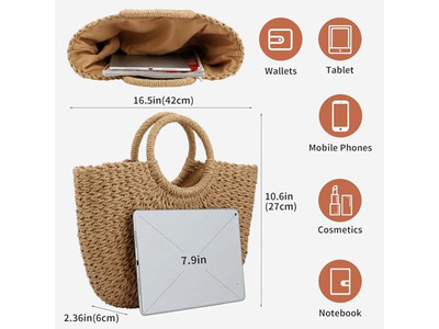 Luxus Strohtasche Make-up Markt Mexiko Orange Picknicktasche Lila Hase