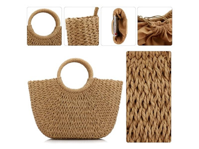 Luxus Strohtasche Make-up Markt Mexiko Orange Picknicktasche Lila Hase