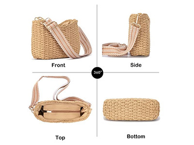 Mini Strohtasche Damen Übergroß Papier Kinder Runde Handtasche Klein Und Perlen Schmetterling