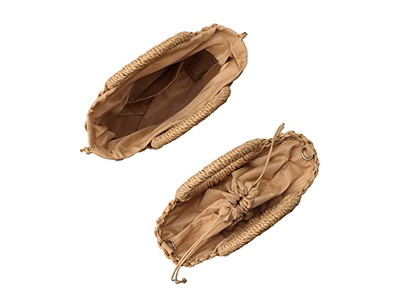 Nischen-Strohtasche Palm Taschen Papier Perle Telefon Einfach Ratan Runde Form Muschel Klein