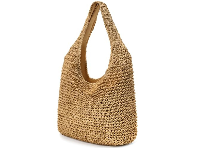 Schulter Strohhandtasche Rucksack Tasche und Perlen Strand