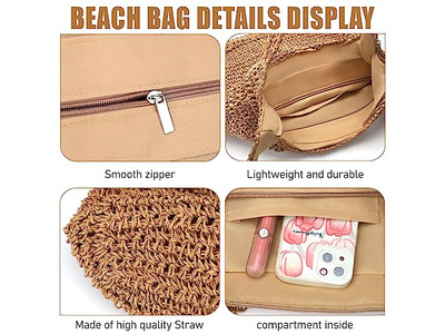 Schulter Strohhandtasche Rucksack Tasche und Perlen Strand