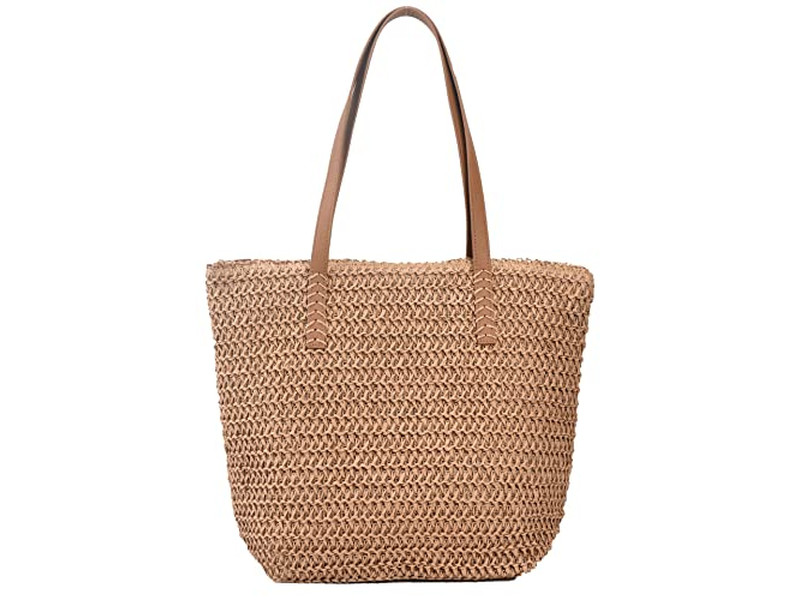 Einfache Strohtasche Trendy Weizenstroh Mädchen Handtasche Tragetasche Gefüttert Kinder Blumen Farbig