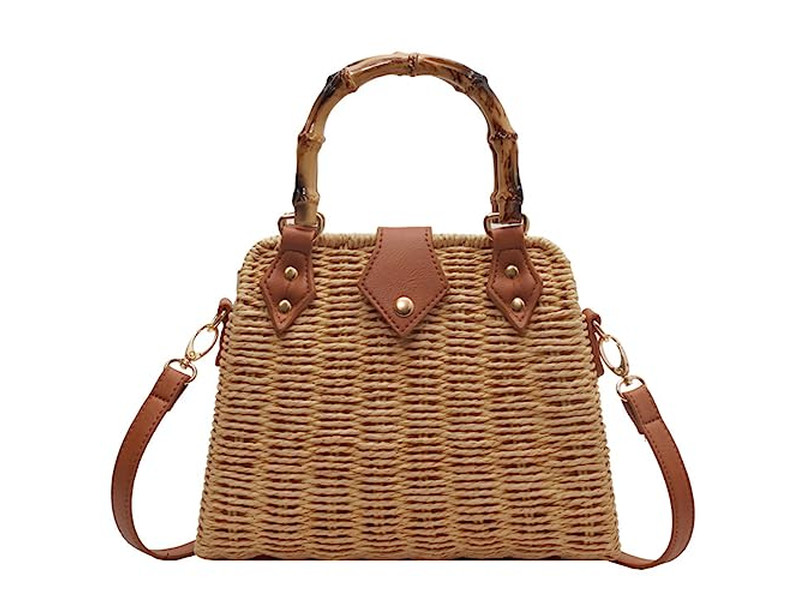 Strohtasche Palm Beach Papier Tragetasche Rund Boho Meer Taschen