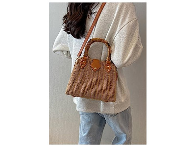 Strohtasche Palm Beach Papier Tragetasche Rund Boho Meer Taschen