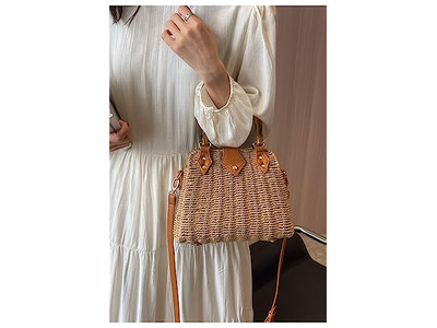 Strohtasche Palm Beach Papier Tragetasche Rund Boho Meer Taschen