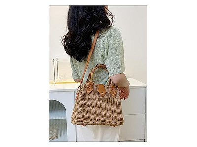 Strohtasche Palm Beach Papier Tragetasche Rund Boho Meer Taschen