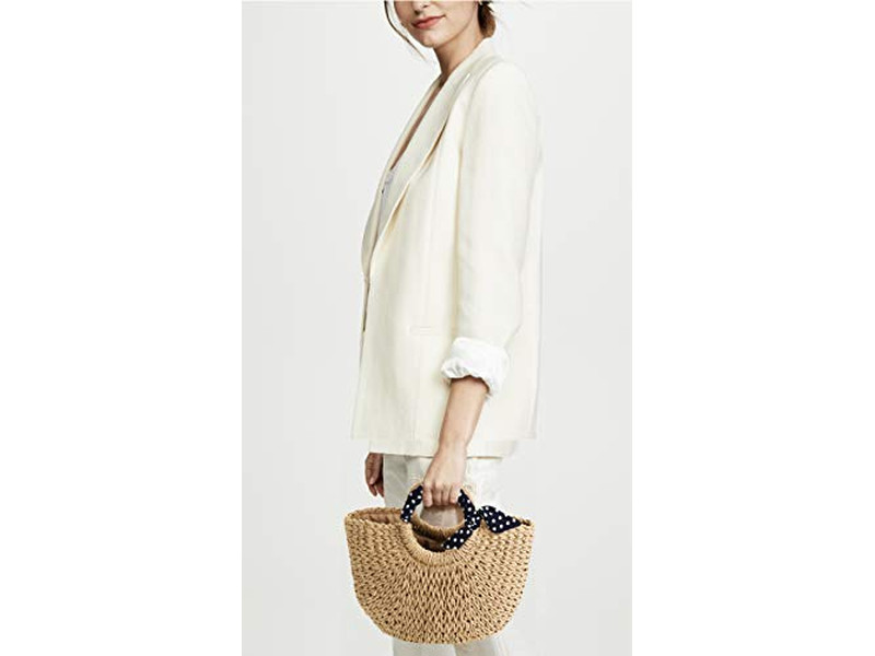 Strohtasche mit Leder Taschen Urlaub Strand Clutch Handtaschen