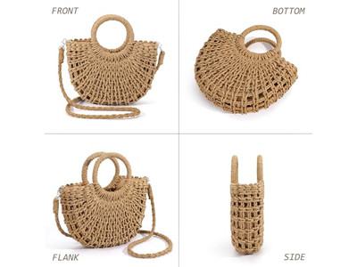 Strohtasche Kappe Handwerkstaschen Formelle Tasche Schulter Quaste Tragetasche Reise Korb
