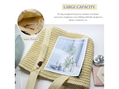Strohsammel-Tasche Strandhandtaschen Taschen Dekorierte Damen Welle Mini