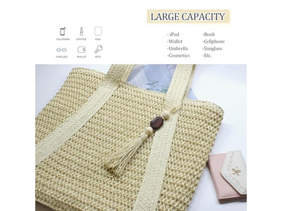 Strohsammel-Tasche Strandhandtaschen Taschen Dekorierte Damen Welle Mini