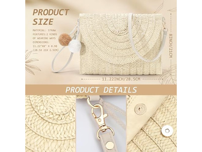Strohgestrickte Tasche Telefon Handtasche Taschen Sommer Webung Gestreift Trendy Gewebt