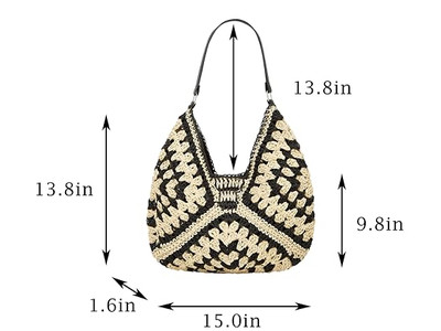 Strohpapier-Geflecht-Tasche Handtasche für Damen Handtaschen-Set Regenbogen-Handtasche