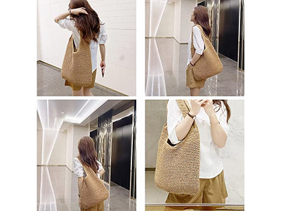 Stroh-Wildleder Tasche Tragetaschen Handgelenk Weizen Weiß Feine Taschen Gras Jumbo Leinen Multi Mini