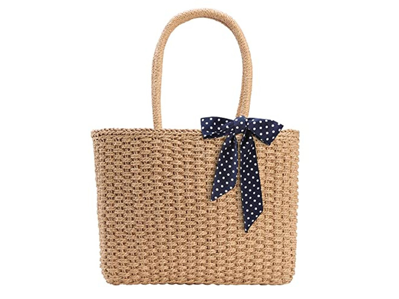 Sommer Neue Strohtasche Korb Handtasche Bambus Halbkreis Taschen Für Damen Strand Text