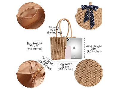 Sommer Neue Strohtasche Korb Handtasche Bambus Halbkreis Taschen Für Damen Strand Text